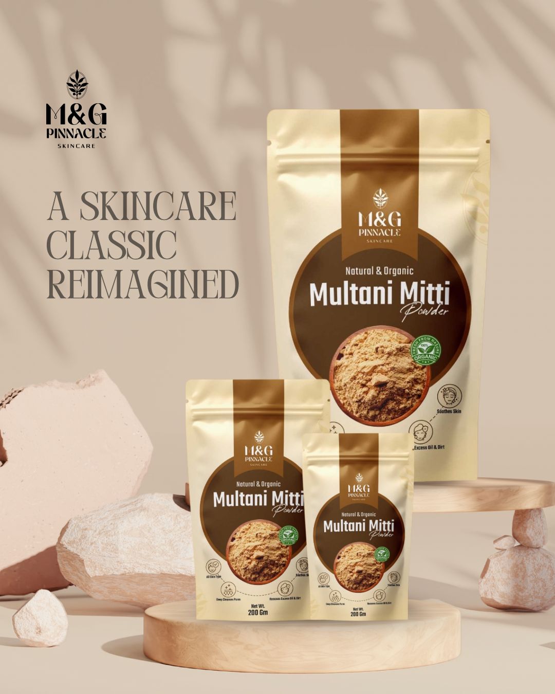 Multani Mitti Powder (200gm: Pack of 2) | Face & Hair Packs