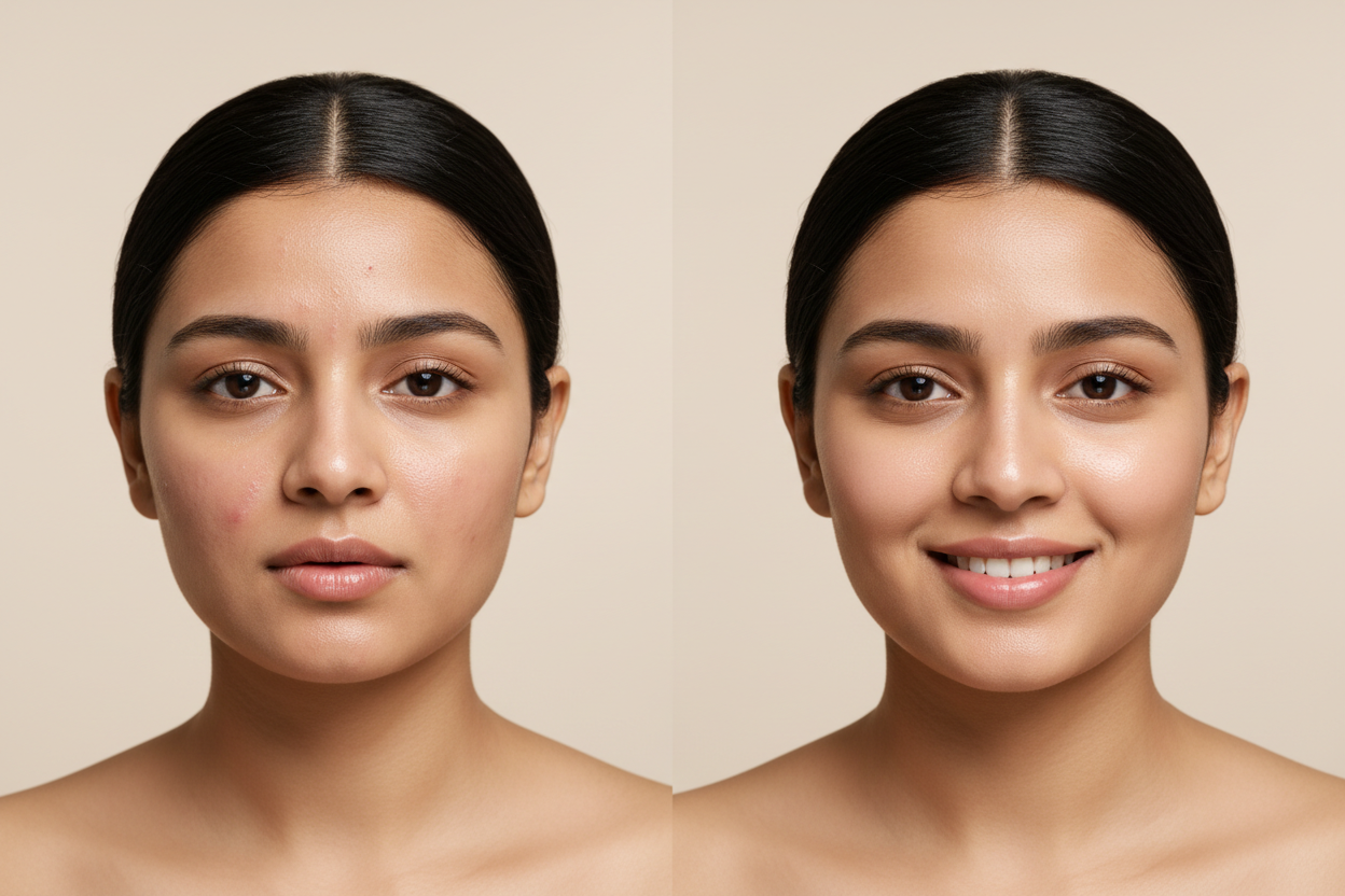 Clear skin results - before and after using M&G Pinnacle Clear Skin Combo