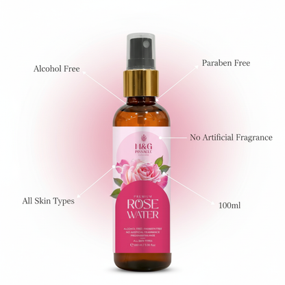 Rose Water benefits callout - Alcohol Free, Paraben Free, All Skin Types